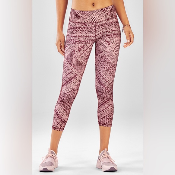 Fabletics Mid Rise Printed PureLuxe Capri Leggings Veranda E - Picture 2 of 5
